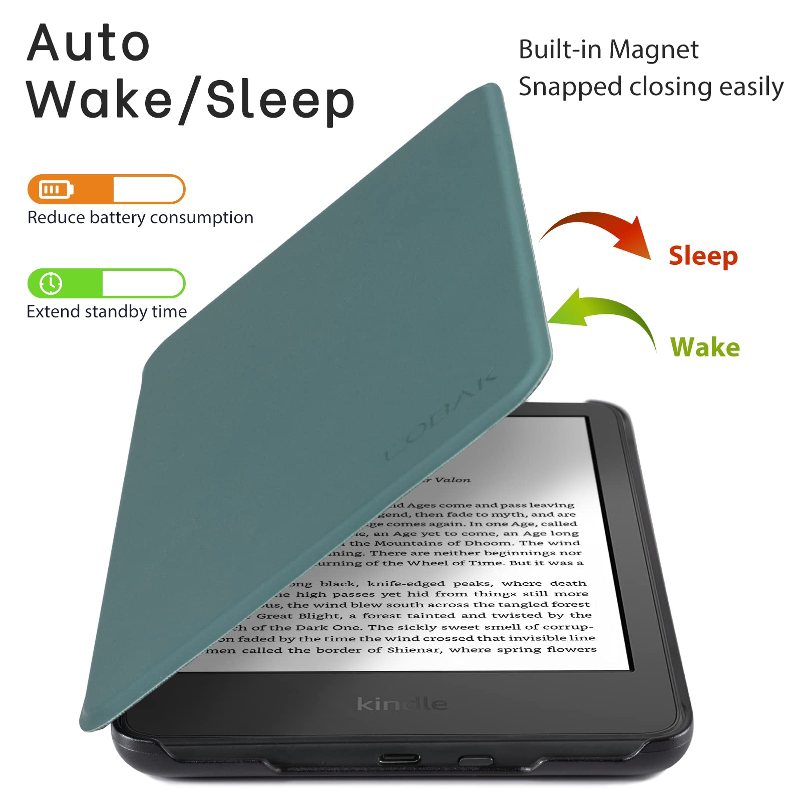 CoBak Case for All New 6 Inch E-Reader 2024 and 2022 (11 Generation) - PU Leather Smart Cover, Auto Sleep and Wake, not Compatible with Kobo Clara