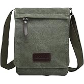 Berchirly Small Vintage Canvas Leather Messenger Crossbody Bag Pack Organizer