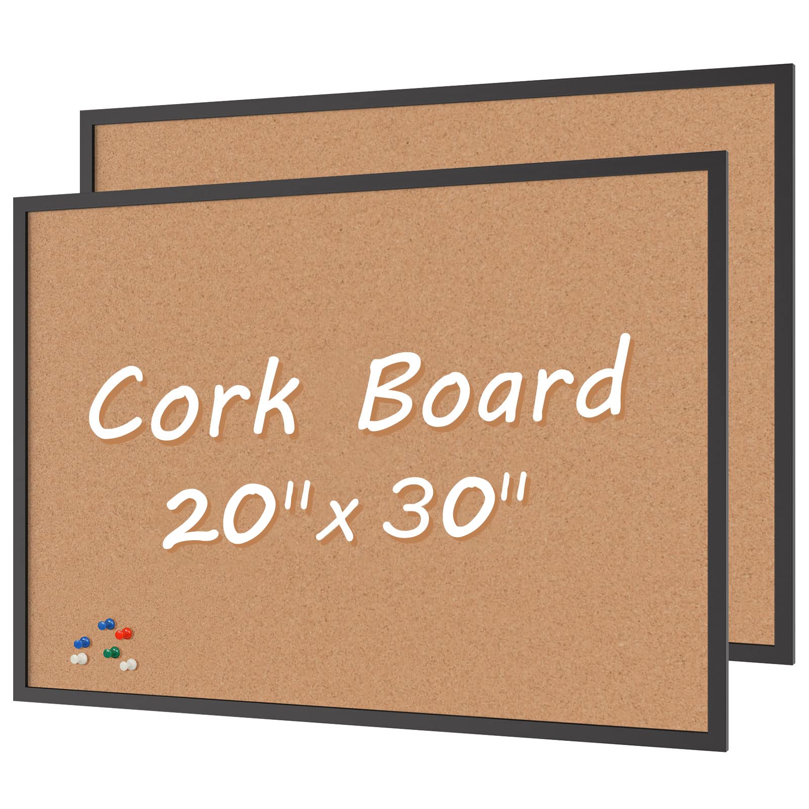 Photo 1 of *ONLY 1* Board2by Cork Board Bulletin Board 36 x 48, Black Wood Framed 4x3 Corkboard, Office Board for Wall Cork, Large Wall Mounted Notice Pin Board with 18 Push Pins for School, Home & Office