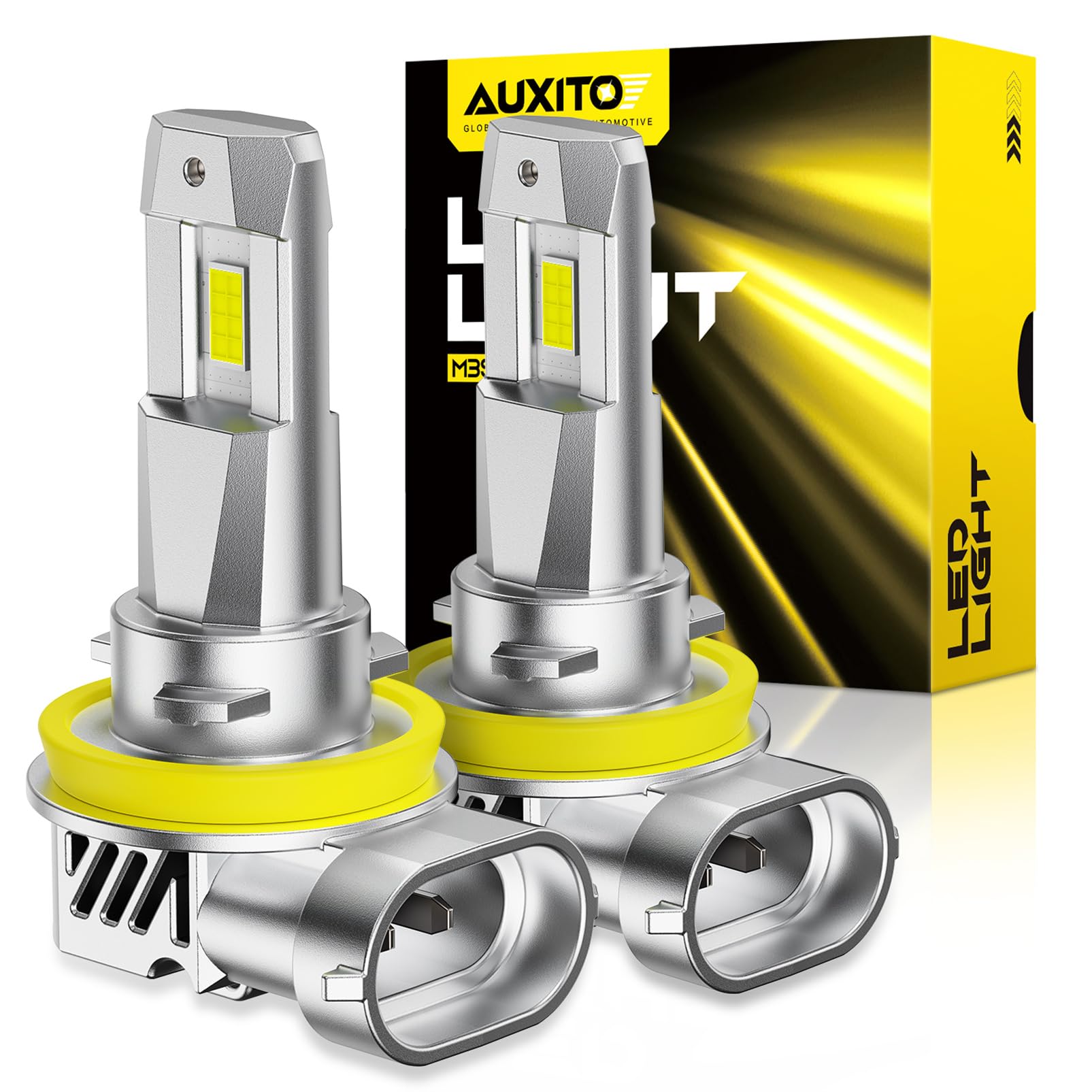 AUXITO H11/H8/H9 LED Light Bulbs 96,000LM 6500K White, Plug and Play,2PCS | 1200% Brighter than Halogen, IP68 Weatherproof fo