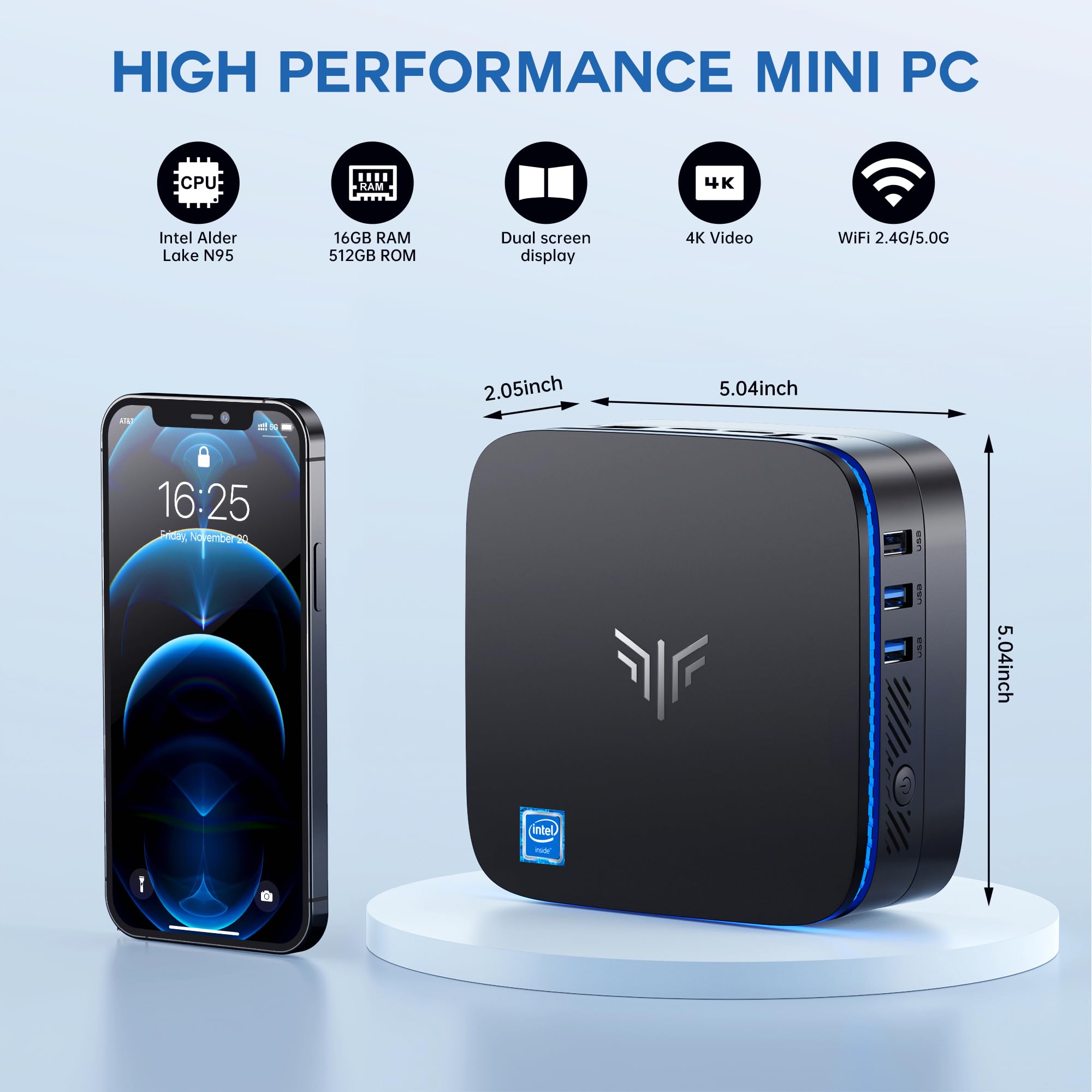 Mua KAMRUI AK1 Plus Mini PC, Desktop Computer 12th N95(up to 3.4GHz ...