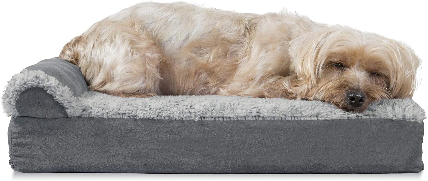 FurHaven Two-Tone Faux Fur & Suede Lounge Pet Bed Dog Bed