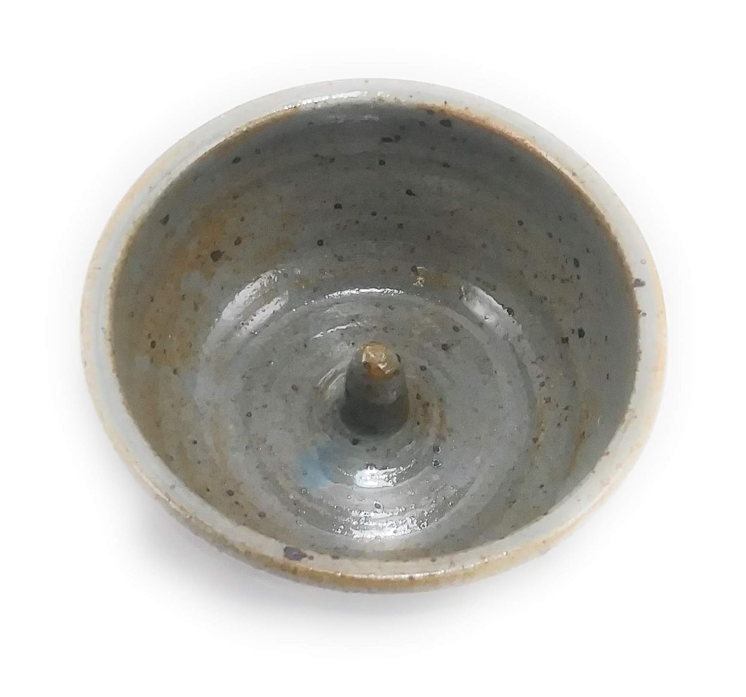 Aunt Chris' Pottery - Tan & Grey - Apple Baker - Hand Made Clay - Microwave, Oven & Dishwasher Safe - Fast Baking Spike In The Center - Also Makes A Great Ring Dish!