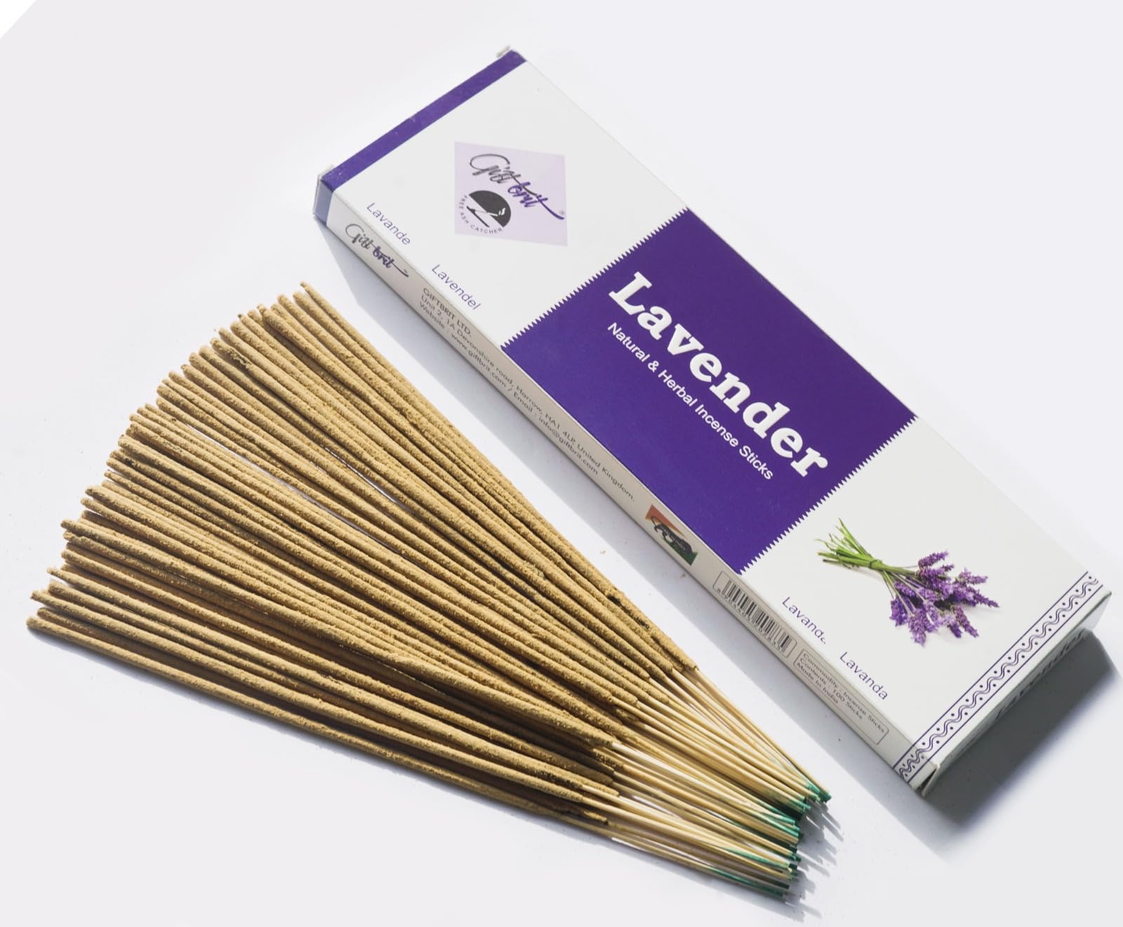 Giftbrit Lavender Natural & Herbal Incense Sticks 100 Sticks With Incense Holder For Meditation, Yoga, Church, Relaxation, Healing and Positivity