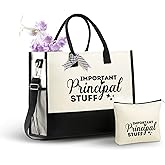 InnoBeta Principal Gifts for Women Canvas Tote Bag, Principal Gifts Tote with Top Zipper Closure and Shoulder Strap for Birthday, Mother's Day, Christmas