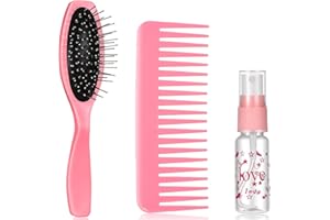 Civaner 3 Pieces Doll Wig Brush Set with Spray Bottle, Comb and Styling Accessories for 18 Inch Dolls(Light Pink)