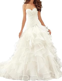 XUYUDITA Vestidos de Novia de la Sirena de Las Mujeres Sweetheart Volantes Vestidos de Boda Puffy