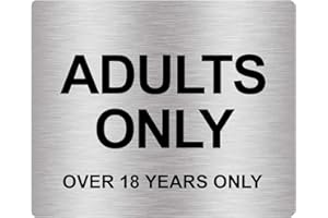 ORIGINDESIGNED ADULTS ONLY (Over 18 Years Only), Adhesive Sticker Notice Door Security Sign, SILVER with Black Text and Graphics (Size 4.7" W x 3.9" H)