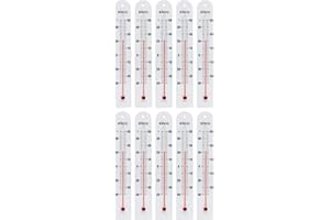 EISCO 10 Pack - PVC Thermometers, -40 to 50°C, White PVC Backing, Glass - Spirit Filled - 6.5" Long, 1" Wide