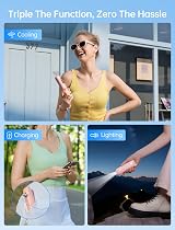 JISULIFE Handheld Mini Fan 3 in 1 USB Rechargeable Pink view 2