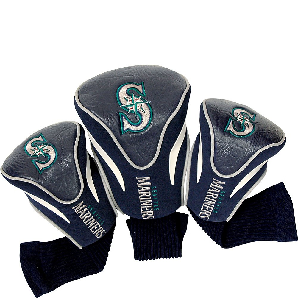 Team Golf MLB Seattle Mariners Contour Golf Club Headcovers (3 Count) Numbered 1, 3, & X, Fits Oversized Drivers, Utility, Rescue & Fairway Clubs, Velour lined for Extra Club Protection