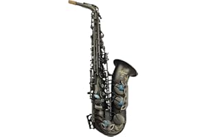 Eastern Music matt black Alto Saxophone with dragon engravings abalone key buttons