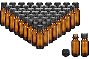 PATIKIL 0.5oz(15ml) Glass Sample Bottles, 48Pcs Round Bottle Dispensing Bottles with Black Poly Cone Cap for Reagent Liquids,