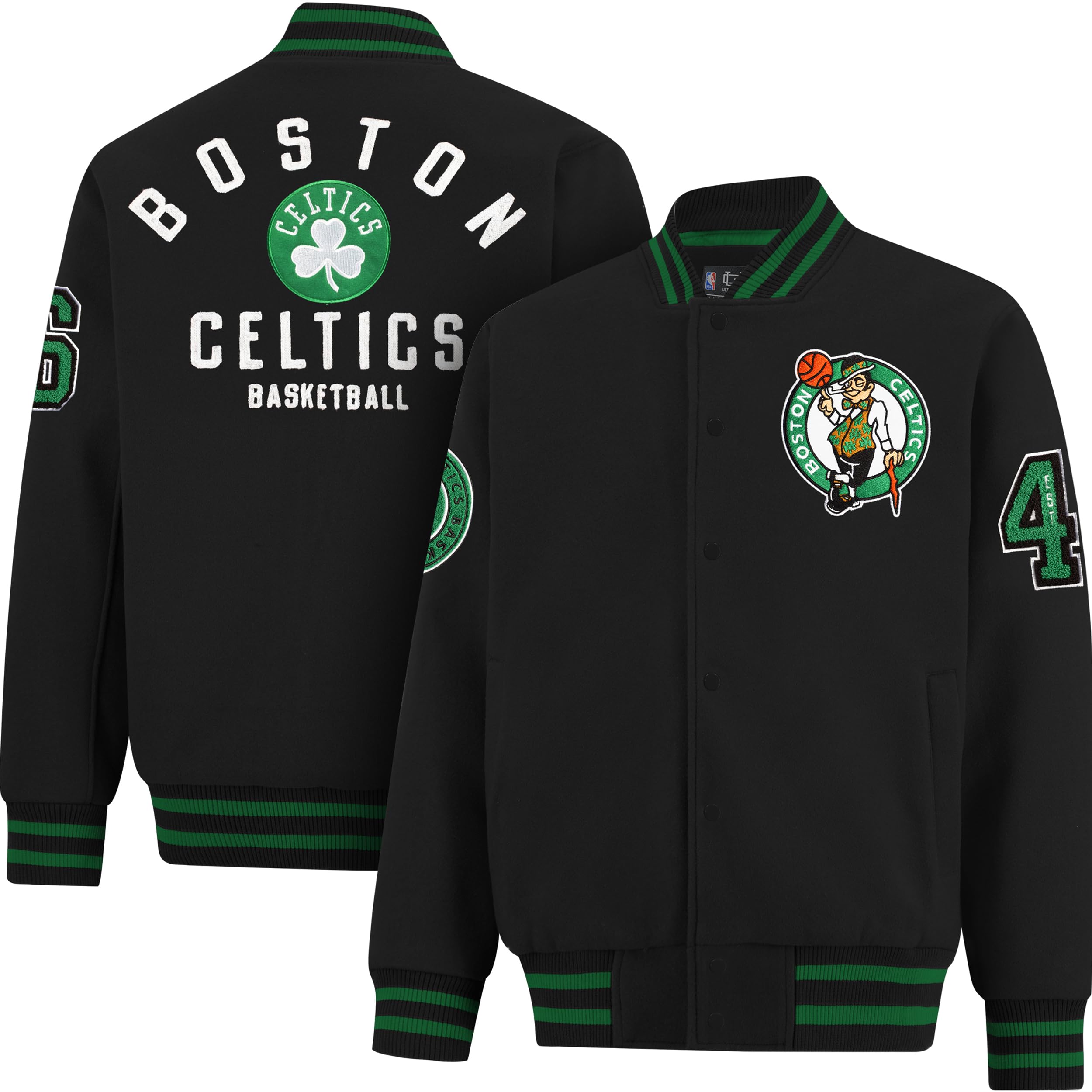 Ultra Game NBA Official Men’s Game Time Varsity Jacket - Unisex, Boston Celtics, Team Color, XX-Large Image