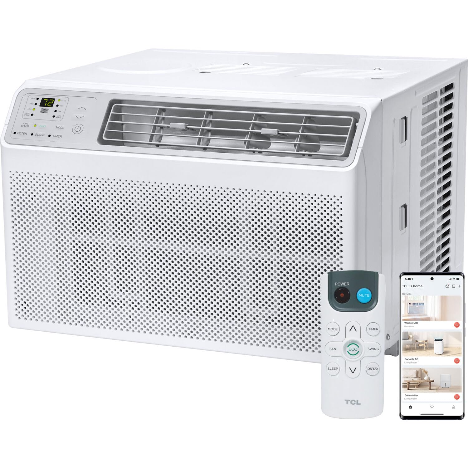 Photo 1 of (for parts, unfunctional( TCL H14W35W 14,000 BTU Smart Window Air Conditioner, AC Unit, Fan & Dehumidifier, 700 Sq. Ft, Remote Control, Compatible with Alexa/Google Assistant, White