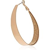 Guess Large Oval Glitter Hoop Earrings