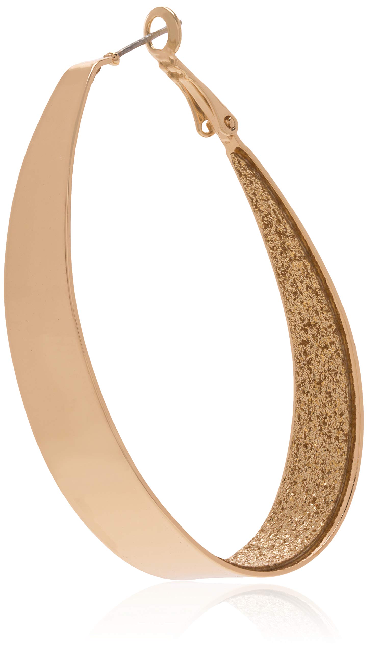 Pendientes de aro grandes ovalados dorados con purpurina de Guess