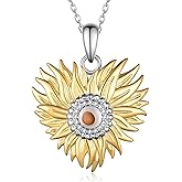 qielizhu Mustard Seed Necklace for Women 925 Sterling Silver Mustard Seed Sunflower Necklace Jewelry Gifts for Women