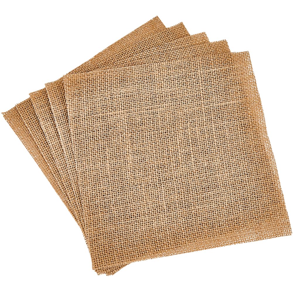 GORGECRAFT 10pcs Natural Burlap Fabric 20 * 20cm Burlap Squares Multipurpose Burlap Centerpiece Rectangle Burlap Placemats Farmhouse Gardening Country Crafts for Christmas Wedding Kitchen Table Decor