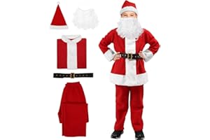 dgdgbaby Kids Santa Claus Costume Velvet Santa Suit Boys Santa Costume, Christmas Halloween Costume Cosplay Set for Child