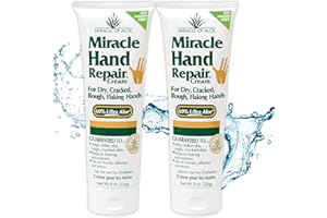 Miracle of Aloe Miracle Hand Repair Cream 8 oz Healing Aloe Vera Lotion for Dry, Cracked Hands with 60% Ultra Aloe Gel - Moisturizes, Softens, and Repairs - Non-Greasy, Lightly Scented (2-Pack)