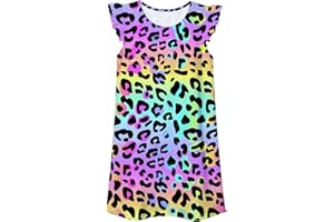 Funnycokid Girls Nightgowns Pajamas Dress 3D Printed Flutter Sleeve Sleepwear Nightdress Nightshirt for 5-12 Years