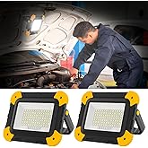T-SUN Rechargeable Work Light, Portable Cordless 5 Modes 180° Rotate LED Work Light with USB & Type C Charging Port, for Workshop,Emergency and Job Site Garage Camping Car Repair, Gifts for Men-2 Pack