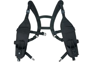 KUNN Radio Harness with Chest Buckle, Double Shoulder Holder for Walkie Talkie, Universal Holster for Police, Black