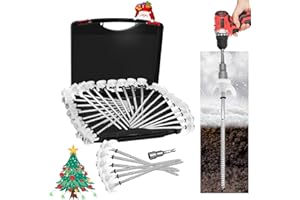 ZHENX 20 Pack 8" Screw in Tent Stakes Heavy Duty- Ground Anchors Screw- Tent Pegs Camping Stakes- Hex Pegs Drillable Tent Stakes and Hexagon Head Drive and Storage Box (White)
