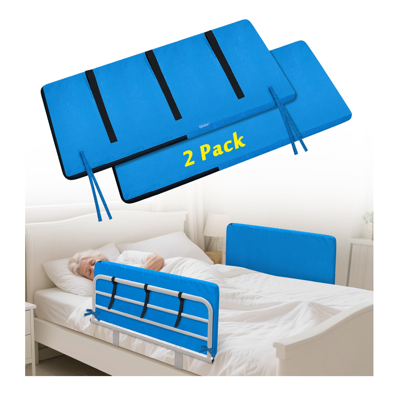 Mybow Bed Rails Pads for Elderly Adults Bumper Bed Assist Railings for Seniors Guard Bars Safety Medical Side Rail Padding Pads Hospital Adjustable Half Rail Covers Cushion