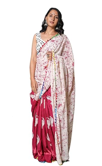 Multi Cotton Hand Block Printed Saree