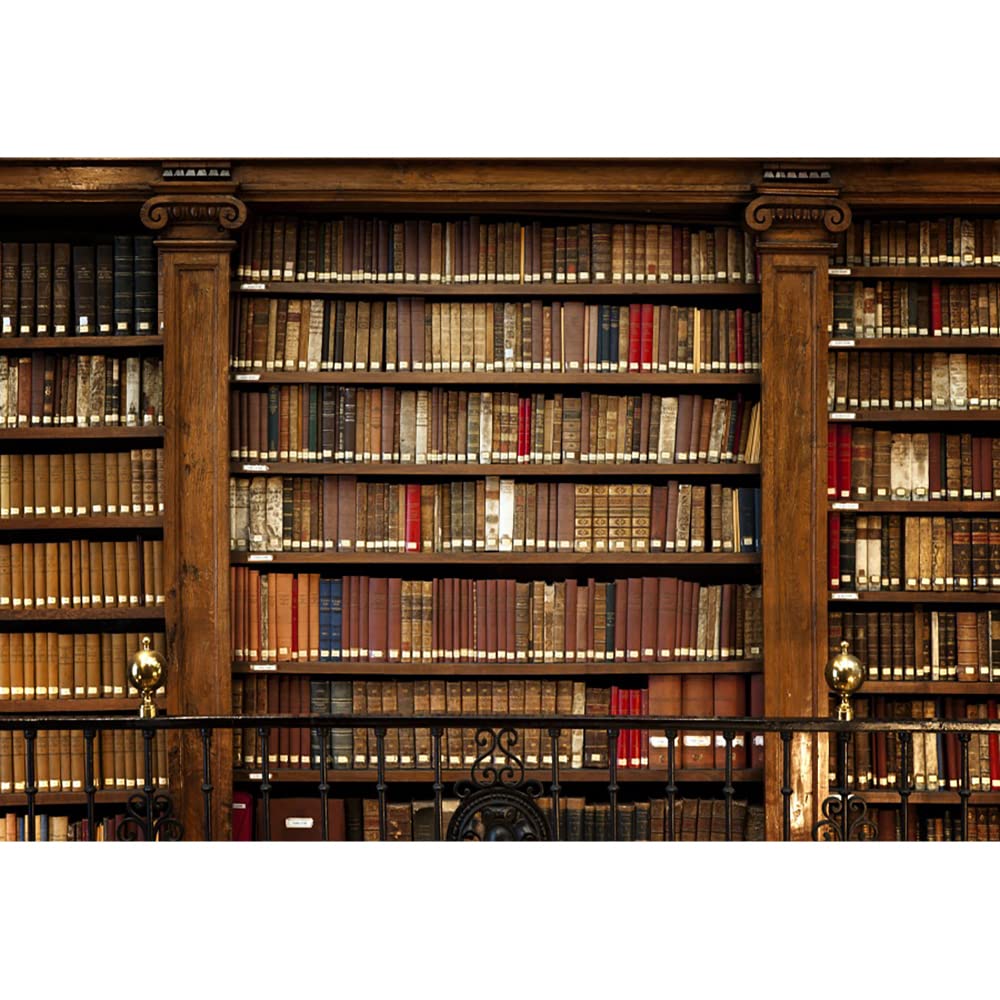 Aoihrraan 3x2m Vintage Bookshelf Backdrop School Library Retro Bookcase Antique Books Photography Background Online Video Conference Decor Students Graduation Ceremony Banner Photo Studio Props