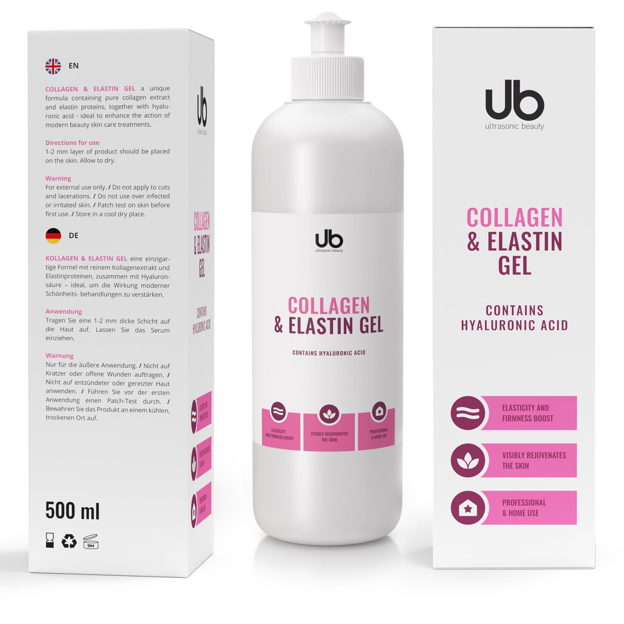 UB Collagen & Elastin Gel - Concentrated Serum | Hydrates & Plumps | Improve Efficiency of Beauty Treatments 500 mL