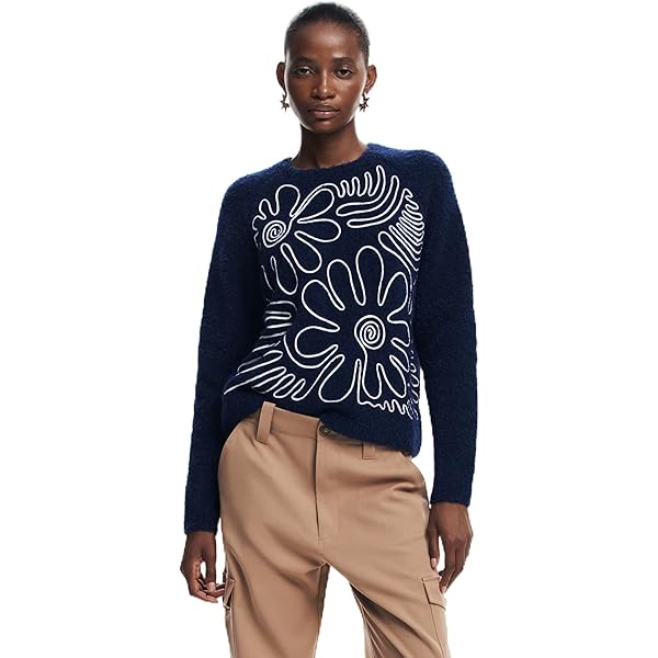 Desigual Women's Woman Flat Knit Thick Gauge Jacket, White at