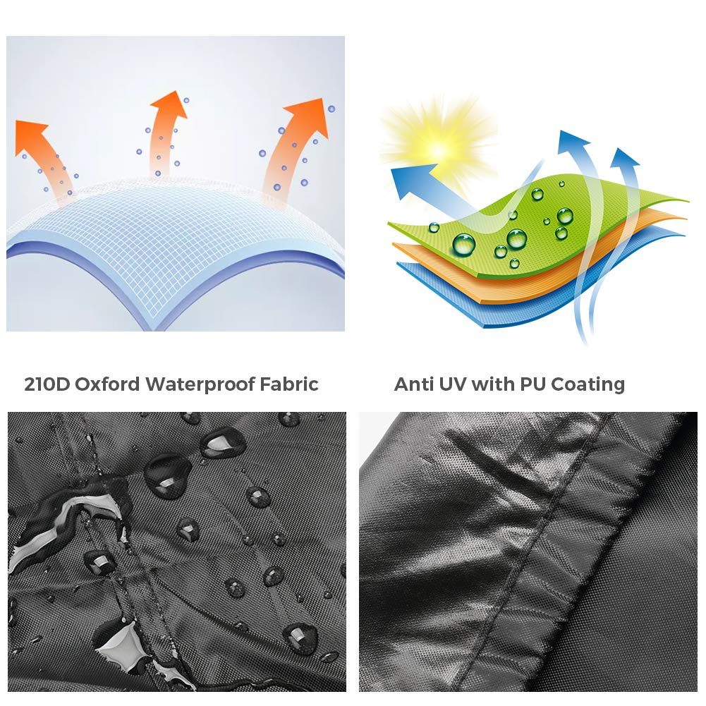 Wasserdicht Motorrad Abdeckplane XXL, Motorradabdeckung Outdoor Kratzfestes 210D Oxford Stoff Motorradplane mit Verriegelungslöchern für 265cm Harley-Davidson Honda Yamaha Suzuki Kawasaki 3