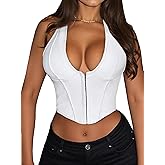 Avanova Women Leather Halter Corset Bustier Tops Sexy Going Out Crop Tank Tops