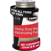 TECH Blue Vulcanizing Fluid Tire Seal Cement with Brush Cap, 8 oz | Convenient Brush Cap Allows Controlled Application During Tire Repair Procedures