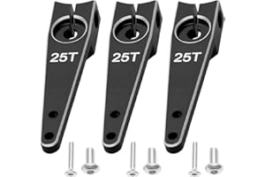3Pack Vgoohobby 25T Servo Arm Horn Aluminum 25 Teeth Steering Arms Compatible with Futaba Hitec Savox Power HD Servo Motors Fit RC Crawler Car Airplane Plane Boat (1.25inch,Black)