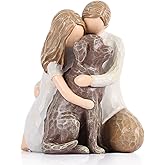 XIYOUQI Couple with Brown Lab Angel Figurine – 4.7" Hand-Painted Resin Dog Memorial Statue, Pet Loss Sympathy Gift & Remembrance Keepsake, Brown Lab Decor and Dog Angel Figurine for Home