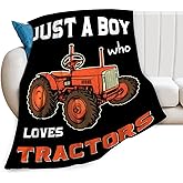 Tractor Blanket Warm Soft Cozy Just a Boy Who Loves Tractor Throw Blanket Gifts for Boys Men Plush Fluffy Stuff Fleece Flannel Gifts Blankets for Kids Adults 50"X40"