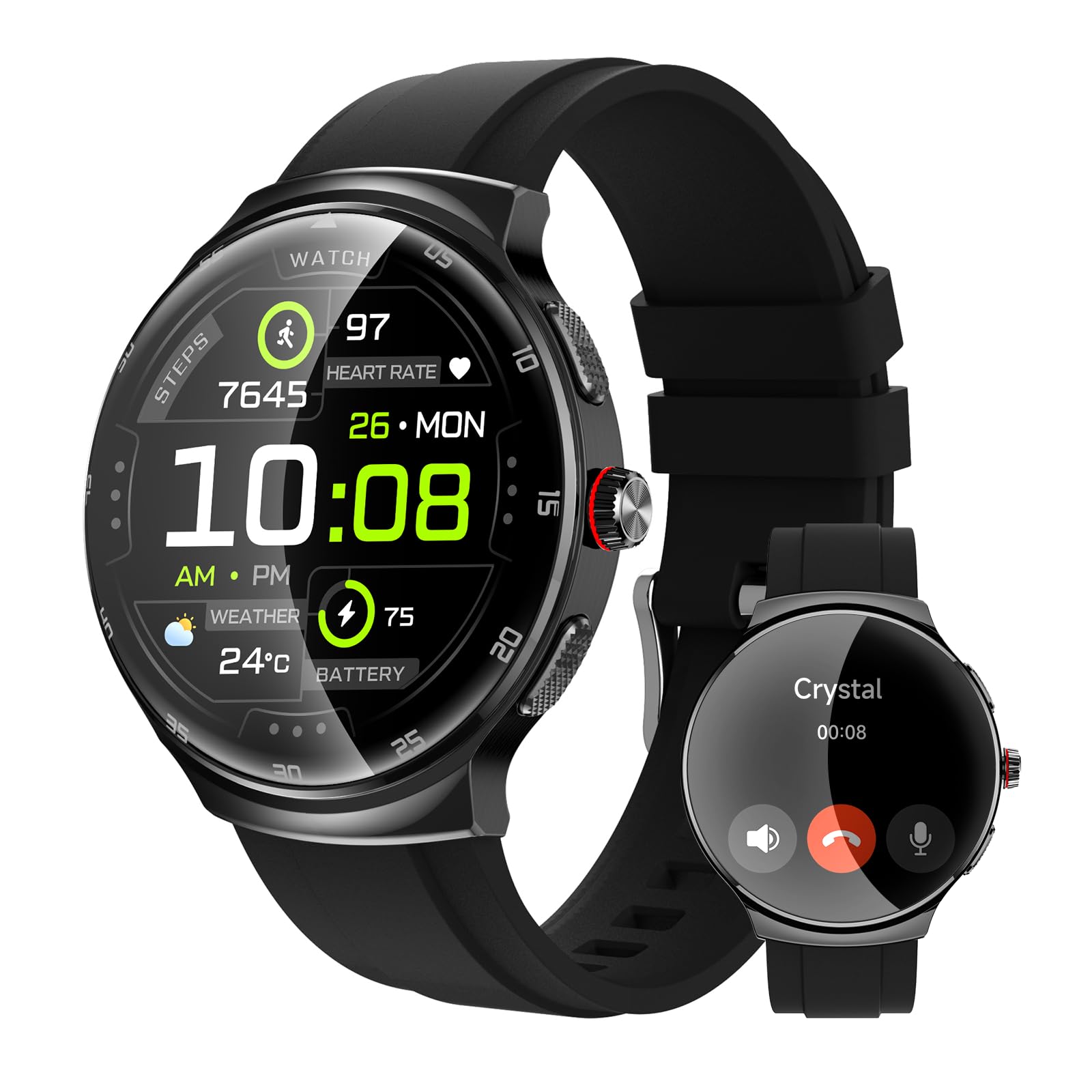 Photo 1 of Smart Watches for Men Women, 1.43" AMOLED Fitness Tracker, Make/Answer Calls Digital Waterproof Smartwatch, 150+ Sports Mode, Heart Rate/SpO2/Sleep Monitor, Android & iOS Compatible, 2 Bands