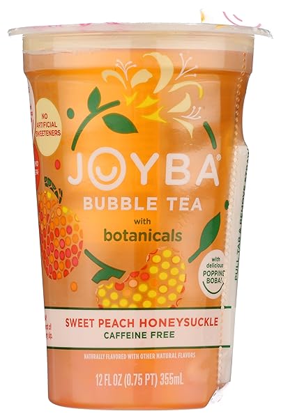 JOYBA SWEET PEACH HONEYSUCKLE BUBBLE TEA WITH BOTANICALS, 12 FL OZ. CUP