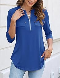 Halife Ladies Tops and Blouses 3/4 Sleeve Stretchy