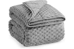 EAZFY PRO Super Soft Luxury Fleece Sherpa Weighted Blanket 15 lbs for Adults, Turtle Shell Fluffy Cozy Warm Queen Weighted Throw for Winter, Ceramic Beads Washable Heavy Blankets for Couch Bed, Grey, 48" x 72"