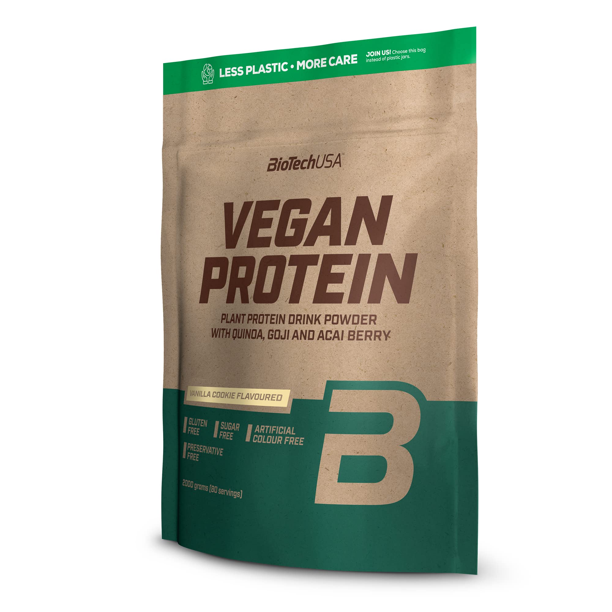 BioTechUSA Vegan Protein | Rice and Pea-Based Shake with Superfoods and Amino Acids | Sugar, Lactose, and Gluten-Free, 2 kg, Vanilla Cake