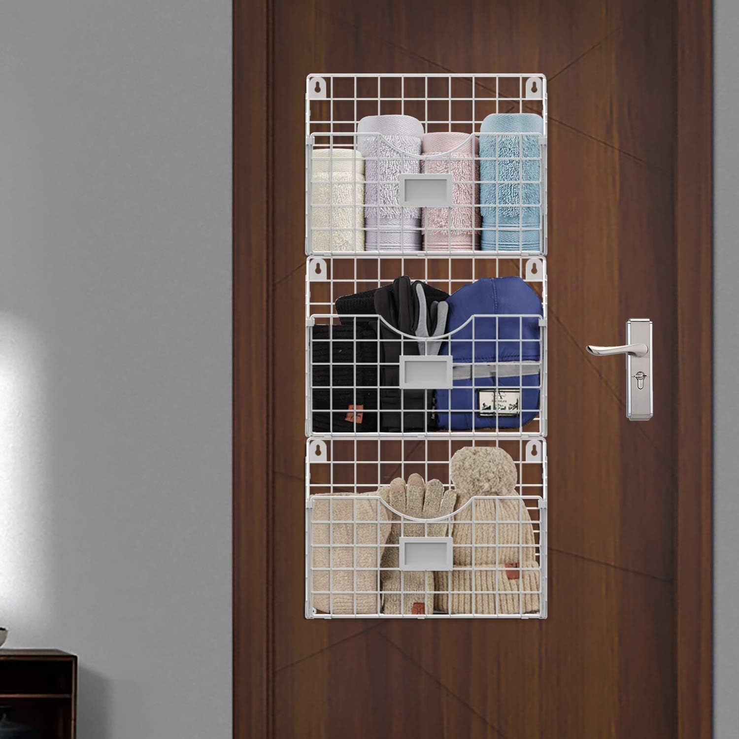 Stackable Hanging Wall Files Rack&3-Tier Metal Folder Wall File Holder with Tag Slot Mounts on Wall and Door for Office, Home, and Work Easy Organizing, White(Patent Pending) : Office Products
