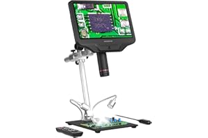Andonstar AD409 Pro HDMI Digital Microscope, 10.1 inch Soldering Microscope, 300X USB Electronic Microscope Camera for Professional PCB Soldering, Circuit Board, Supports Windows PC