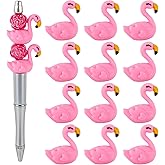 Framendino, 12 Pack 3D Flamingos Silicone Focal Beads for Pens Keychain Making