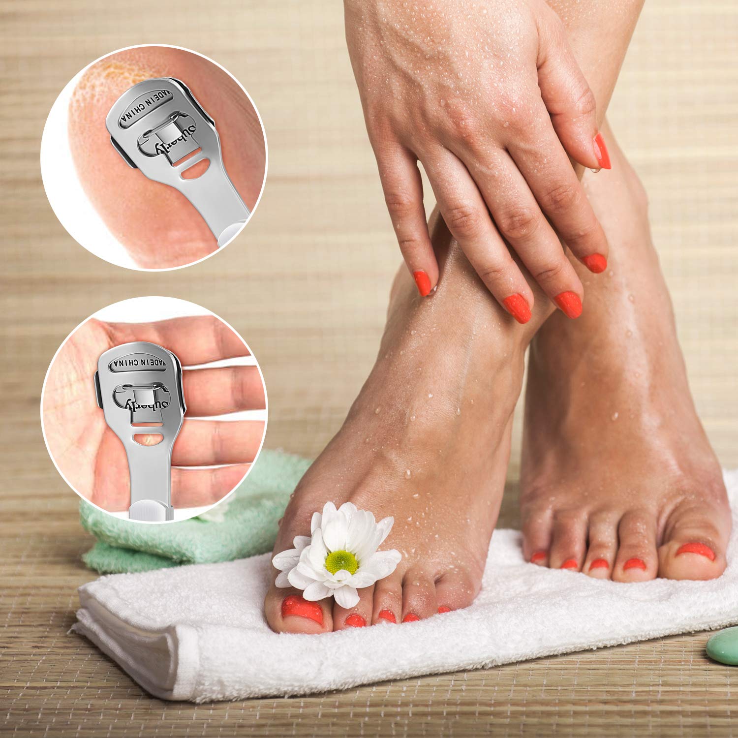 24 Pieces in Total, 2 Callus Shaver Sets Include 20 Replacement Slices 2 Callus Shavers and 2 Foot File Heads Foot Care Tools Hard Skin Remover for Hand Feet (Wooden Handle) : Beauty