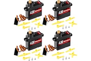 NEEBRC 4.3G Micro Servo Motor, Mini Servo Motors for Robot Car Plane RC Helicopter Arduino RC Helicopter Airplane Car Boat Robot Arm/Hand/Walking/Servo Door Lock Control (4PCS Metal Gear)